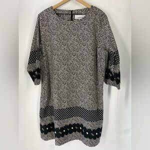 Caroline Rose NWT Ivory Black Polka Dot Tunic Dress XL $488 Made USA